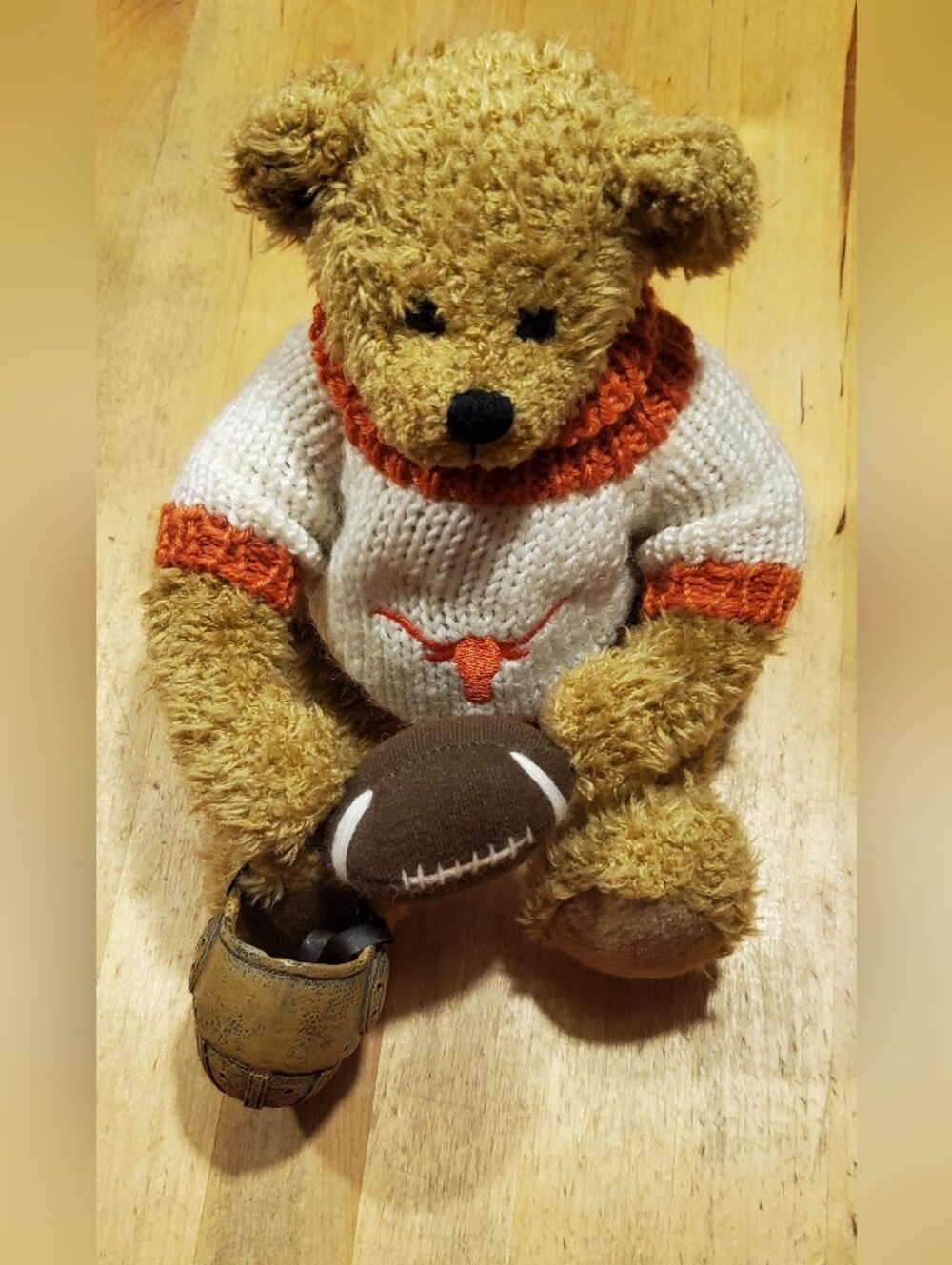 Vtg Ridgewood Collectibles Texas Longhorns Team Claude Football Teddy Bear Plush